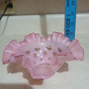 Fenton Blush Pink Hobnail Ruffled Bowl